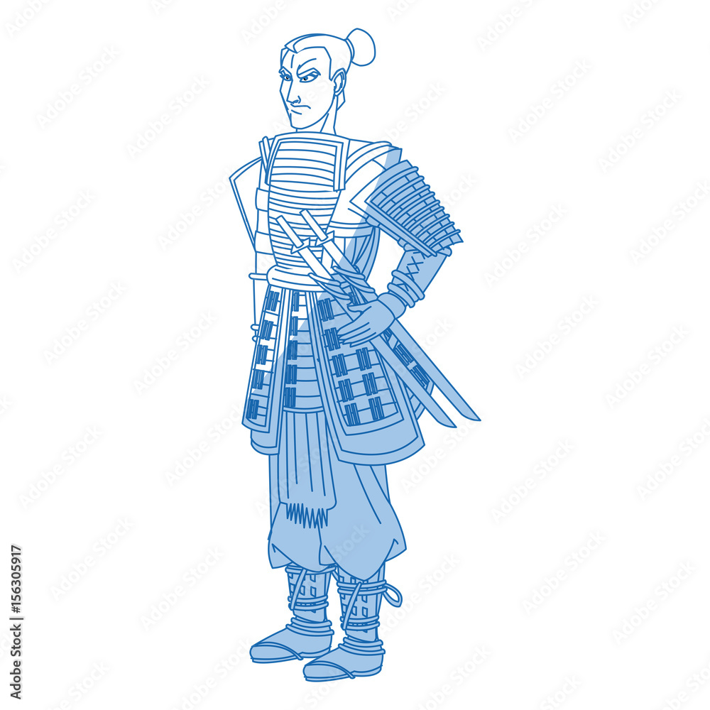 japanese samurai cartoon hero warrior clothes vector illustration japanese samurai cartoon hero warrior clothes vector illustration