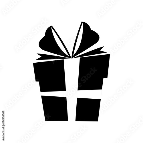 silhouette gift box christmas with bow vector illustration