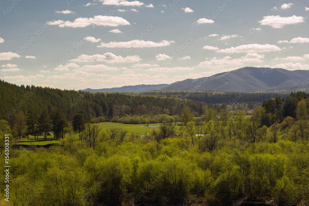 landscape with forest on the background of the Ural mountains on a clear Sunny day landscape with forest on the background of the Ural mountains on a clear Sunny day