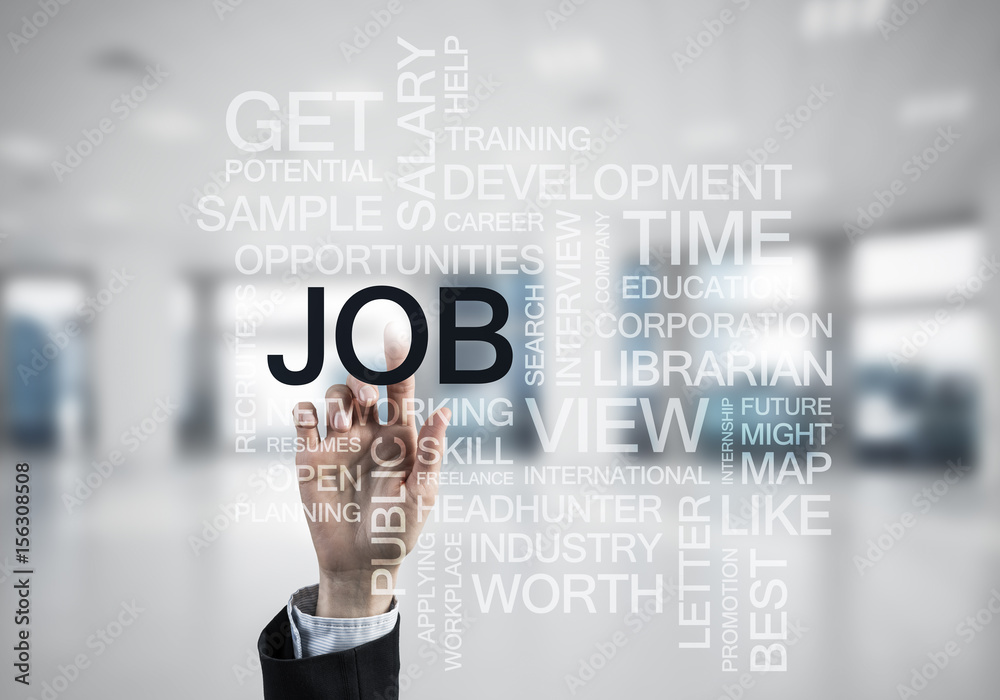 Concept of modern business with palm choocing on of keywords for Concept of modern business with palm choocing on of keywords for