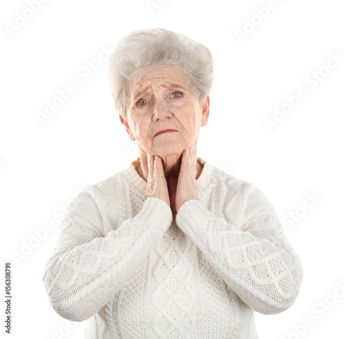 Senior ill woman with sore ...