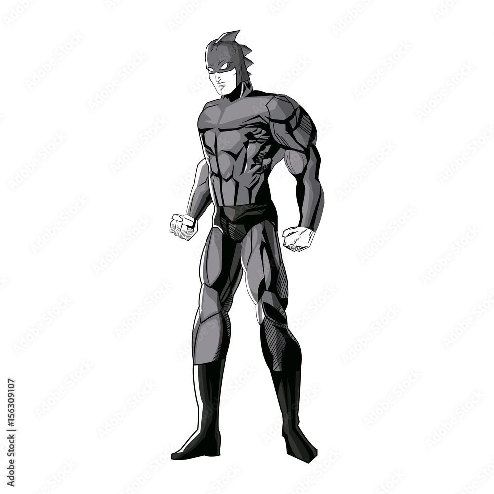 superhero figure standing proud image vector illustration