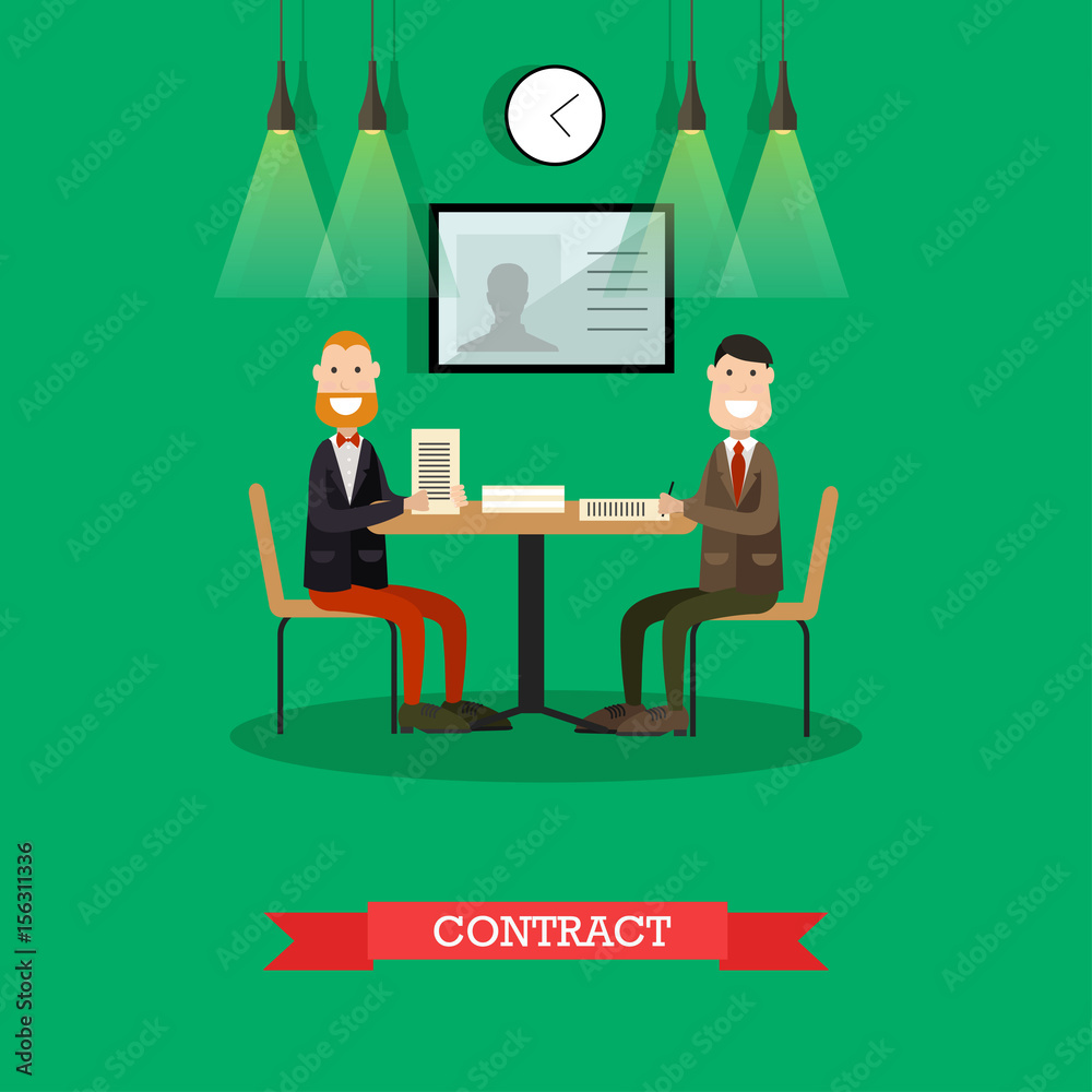 Business contract vector illustration in flat style Business contract vector illustration in flat style