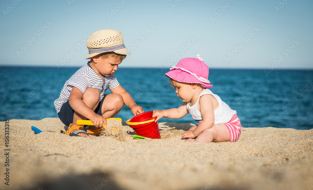 Brother and sister spending their vacation at summer resort Brother and sister spending their vacation at summer resort