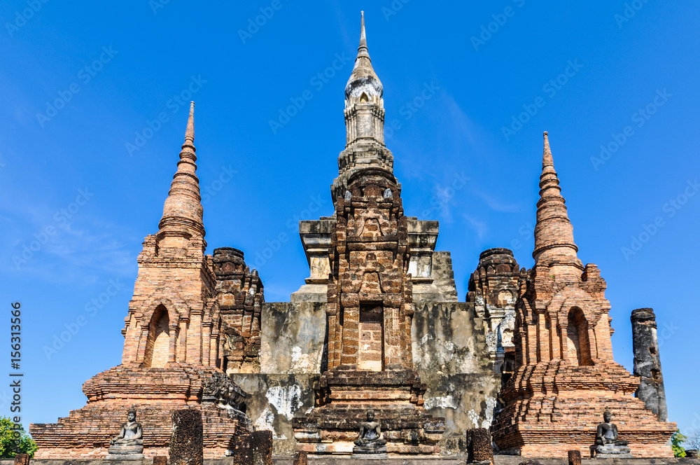 Wat Mahathat temple ruins in Sukhotai, Thailand