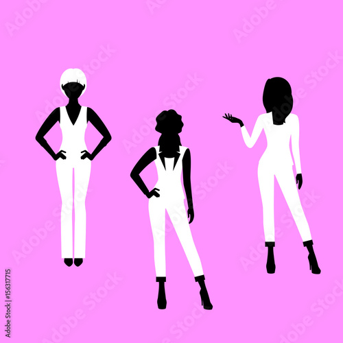 Fashion woman model in suit silhouettes