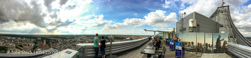LEIPZIG, GERMANY - JULY 2016: Tourists visit city rooftop. Leipzig attracts 3 million people annually