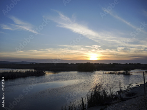 Breathtaking sunset in Danube Delta  Romania  in a summer day