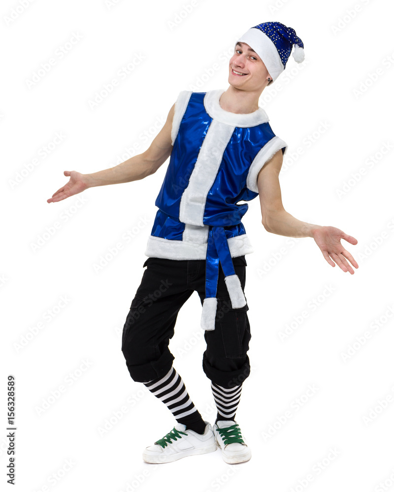man wearing a bunny costume posing against isolated white in full length man wearing a bunny costume posing against isolated white in full length