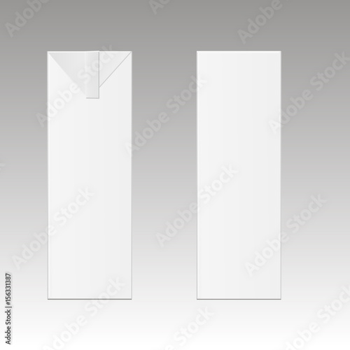 Mock up of milk or juice box on white background. Realistic carton one liter package.  Vector illustration