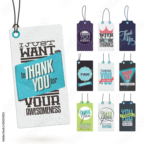 Collection of 10 Vintage Style Hang Tags with Thank You Notes