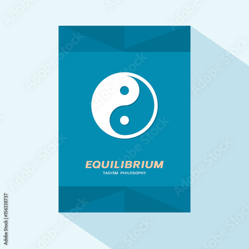 Flyer or brochure cover flat design with Yin Yang symbol