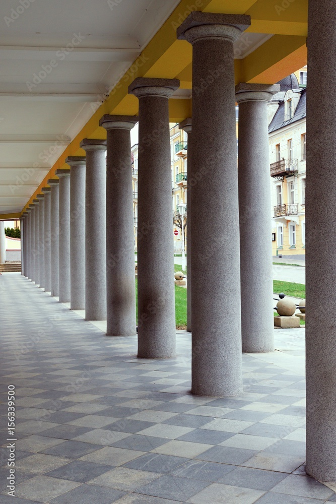 Columns in the corridor of the spa colonnade