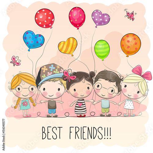 Cute cartoon girls and boys