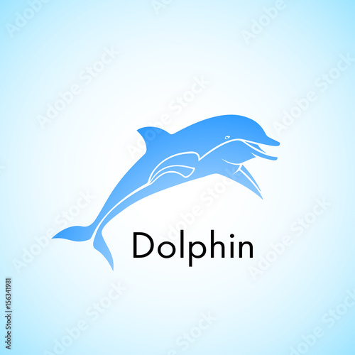 Dolphin who is jumping out of water a vectorial illustration.