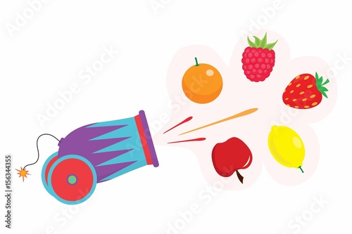 cannon with fruits