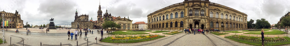 DRESDEN, GERMANY - JULY 2016: Panoramic view of city square. Dresden attracts 5 million people annually