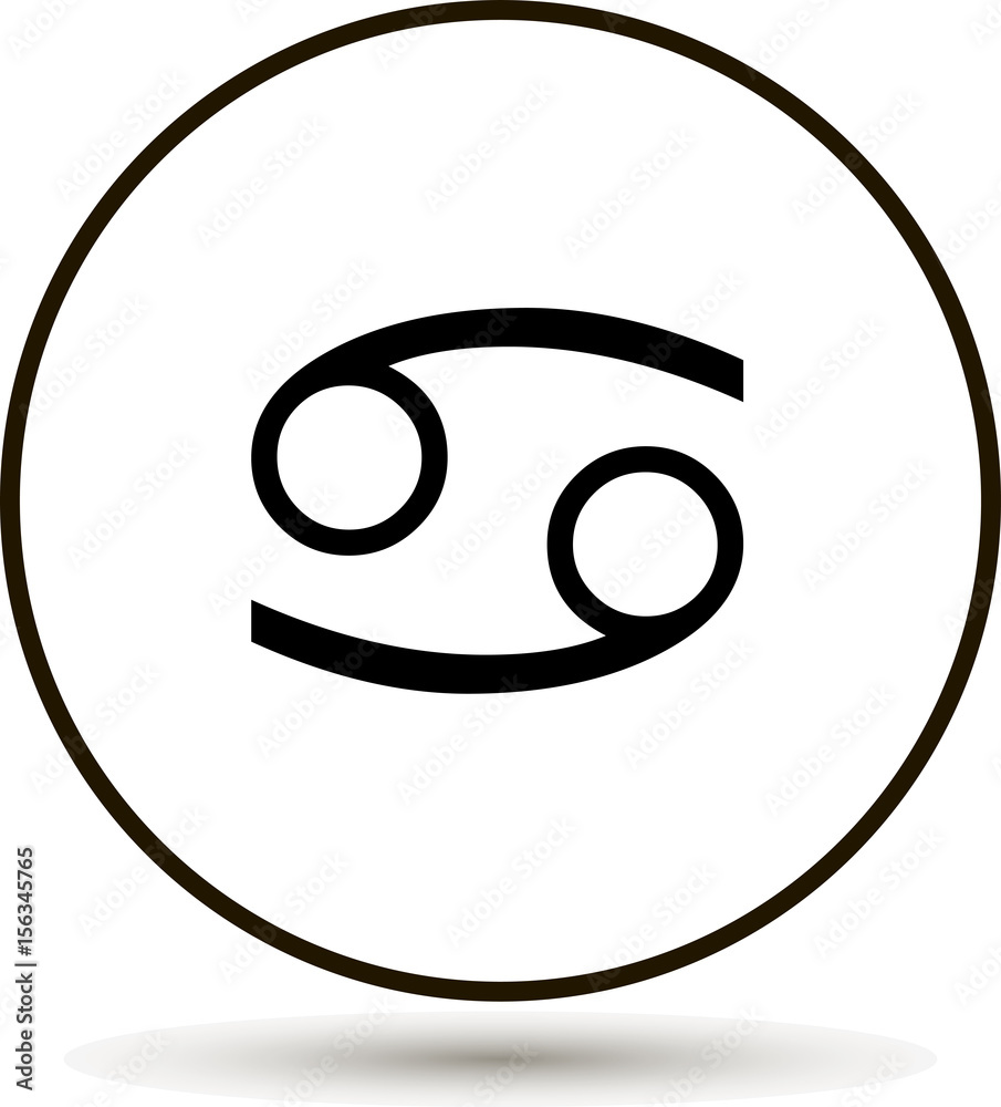 Cancer zodiac sign. Astrological symbol icon in circle. On white background. Cancer zodiac sign. Astrological symbol icon in circle. On white background.