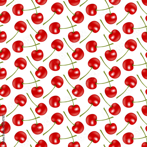 Seamless background of cute red cherry berries. Pattern