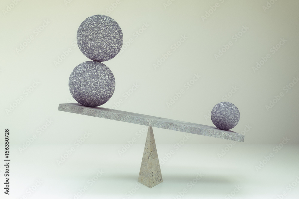 3d rendering of abstract geometric ball on balance board 3d rendering of abstract geometric ball on balance board
