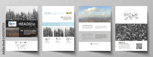 Business templates for brochure, magazine, flyer, booklet, report. Cover design template, vector layout in A4 size. Abstract landscape of nature. Dark color pattern in vintage style, mosaic texture.