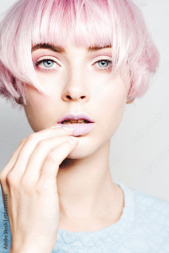 Beautiful girl with pink hair Beautiful girl with pink hair