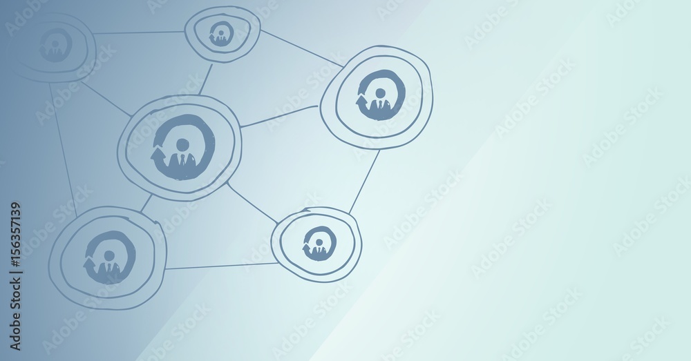 Blue background with network doodle Blue background with network doodle