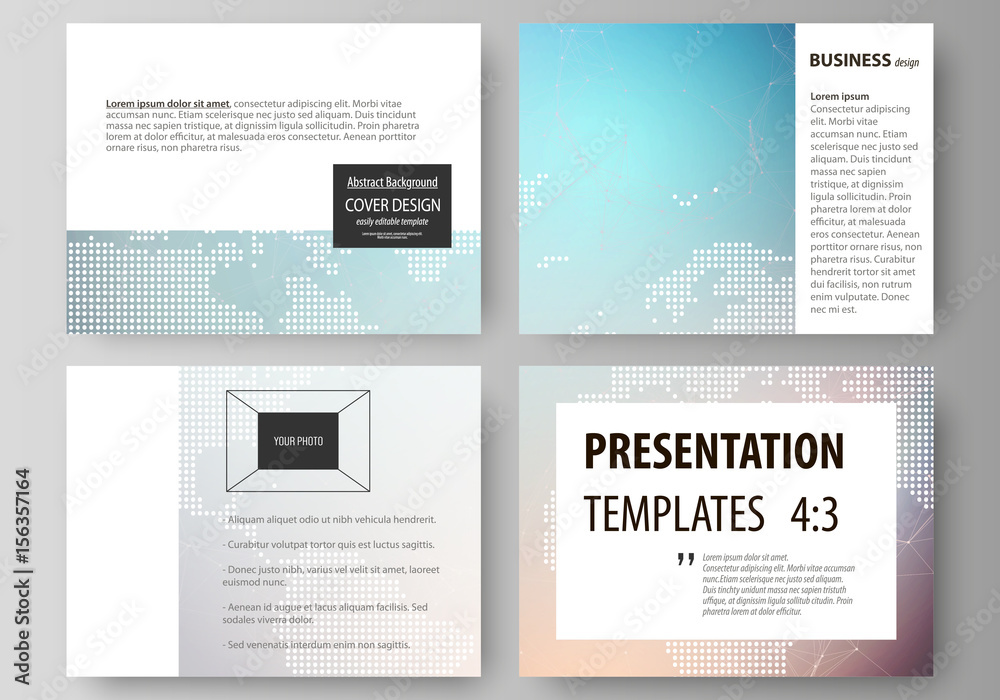 The minimalistic abstract vector illustration of the editable layout of the presentation slides design business templates. Molecule structure. Science, technology concept. Polygonal design.