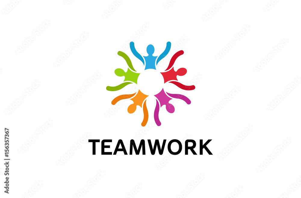Colorful People Group Team Logo Design Illustration Colorful People Group Team Logo Design Illustration