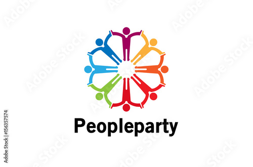 Colorful Abstract People Logo Design Illustration