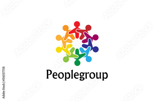 Colorful People Group Team Logo Design Illustration