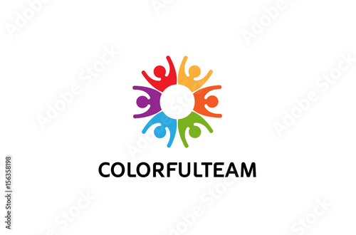 Creative Colorful Crowd Logo Design Illustration