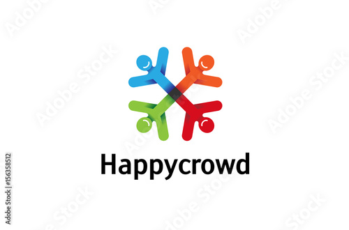 Colorful Abstract People Logo Design Illustration