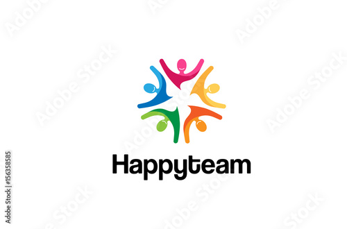 Colorful People Group Team Logo Design Illustration