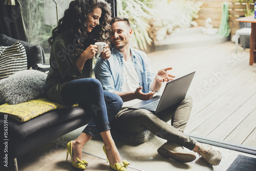 Happy cute couple in love w...
