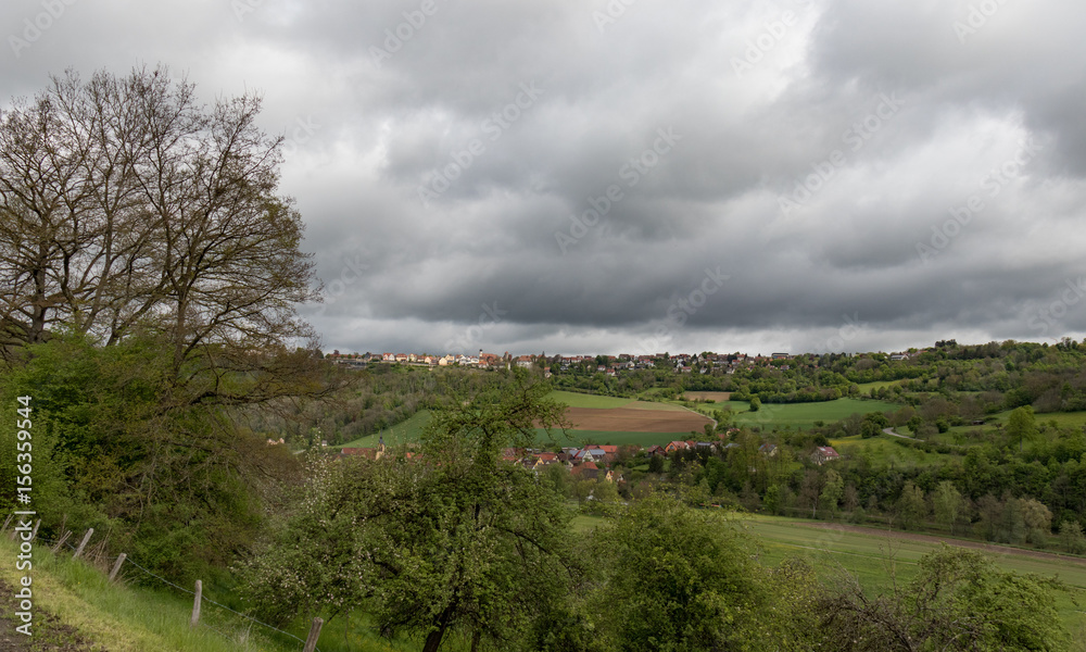 Naklejka premium German Countryside on a Cloudy Spring Day