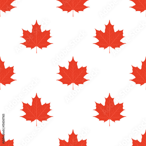 Maple leaves seamless pattern. Orange leaf in flat style
