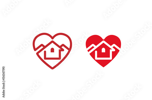 Creative Heart House Design Logo Illustration