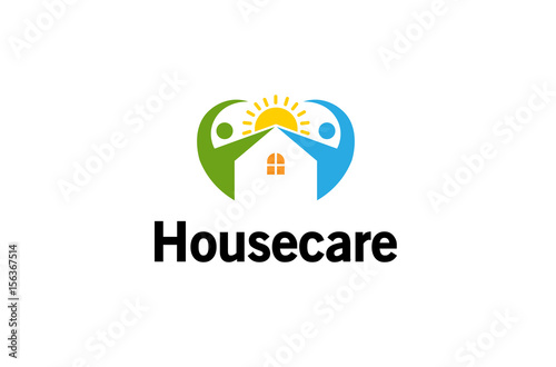 Creative Abstract Characters Family House Symbol Logo Design Illustration