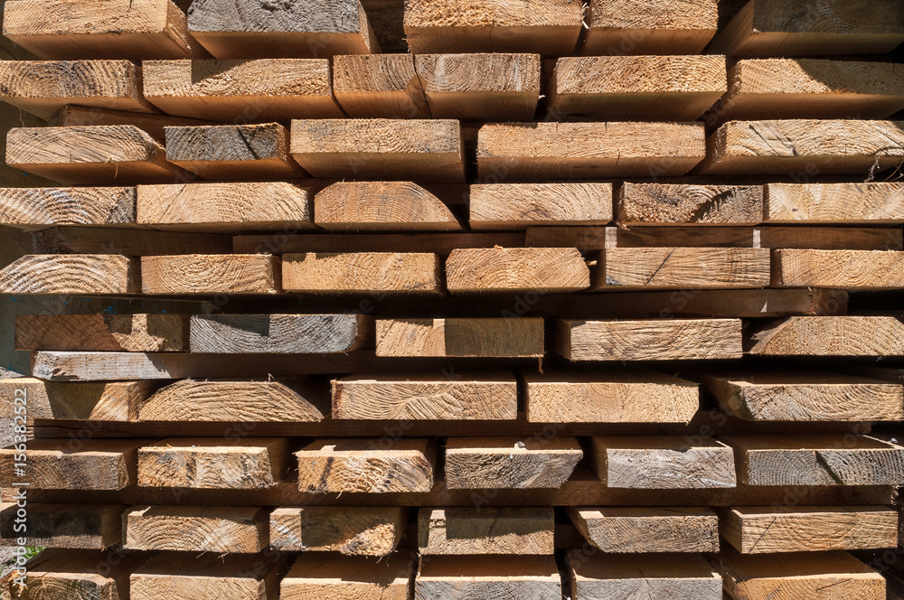 Pile of new wooden boards on a storage Pile of new wooden boards on a storage