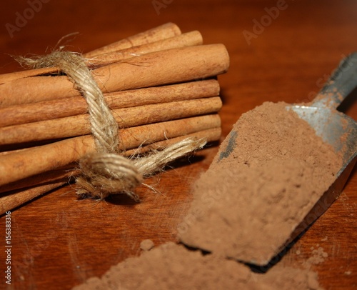 cocoa and cinnamon sticks