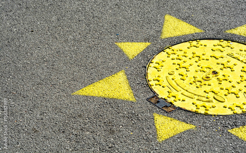 Manhole cover - sun, ideas, creative, yellow © Ruzica