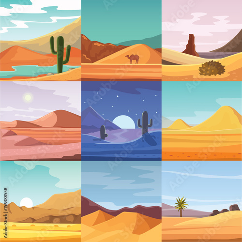 Fotografija Desert mountains sandstone wilderness landscape background dry under sun hot dune scenery travel vector illustration
