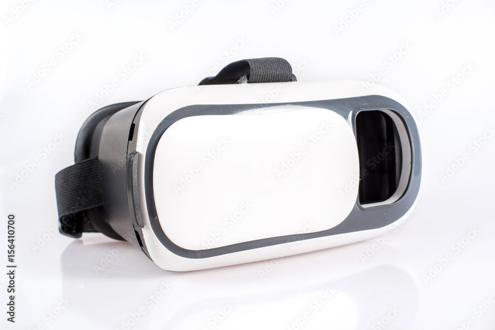 Black and White VR Virtual Reality Headset on White Background Black and White VR Virtual Reality Headset on White Background