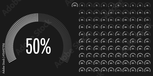 Set of circular sector percentage diagrams from 0 to 100 ready-to-use for web design, user interface (UI) or infographic - indicator with white