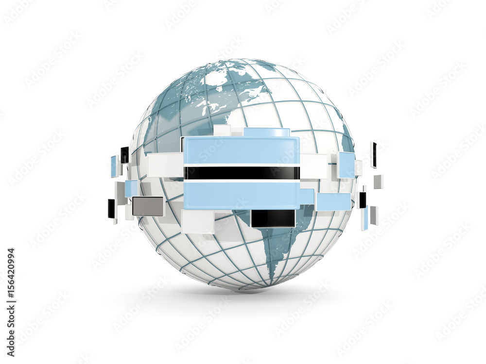 Globe with flag of botswana isolated on white Globe with flag of botswana isolated on white