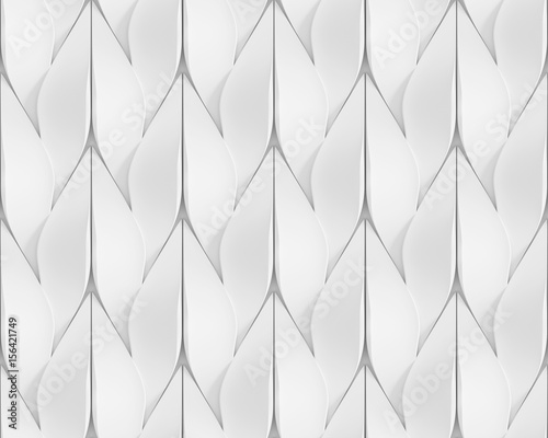 White curved lines background. Concrete decorative tile. 3D rendering design. Seamless texture .