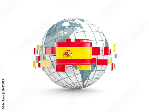 Globe with flag of spain isolated on white