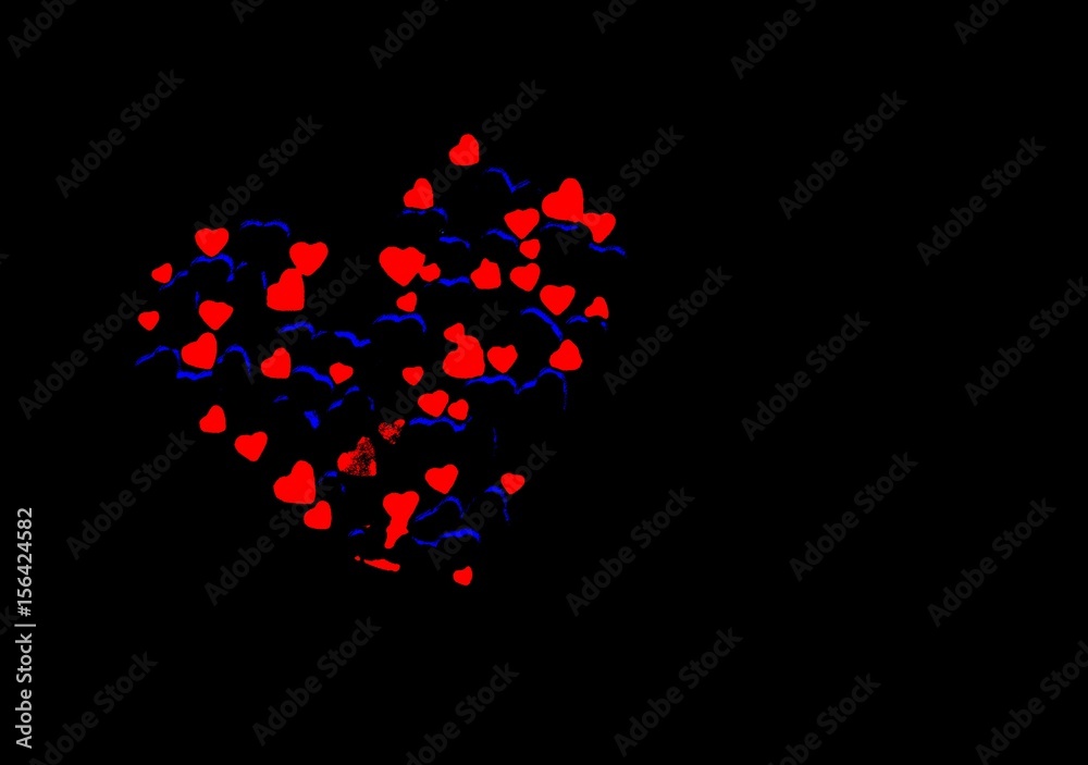 Red Black And Blue Abstract Heart