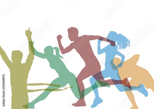 Runners color silhouettes.